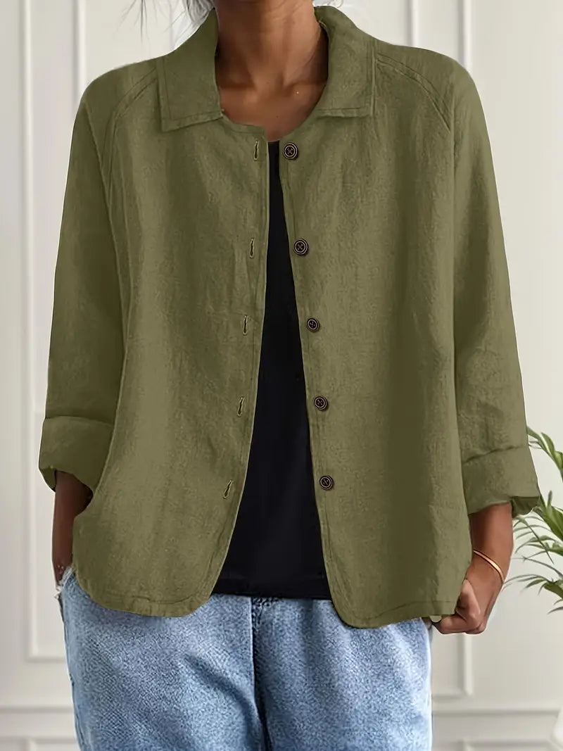 Blouse met knoopsluiting - Lichte damesblazer met kraag-Boutique Moda
