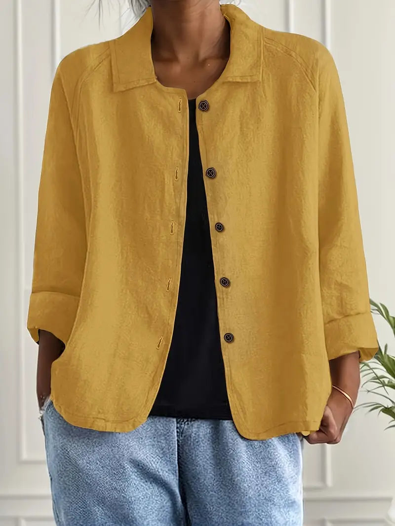 Blouse met knoopsluiting - Lichte damesblazer met kraag-Boutique Moda