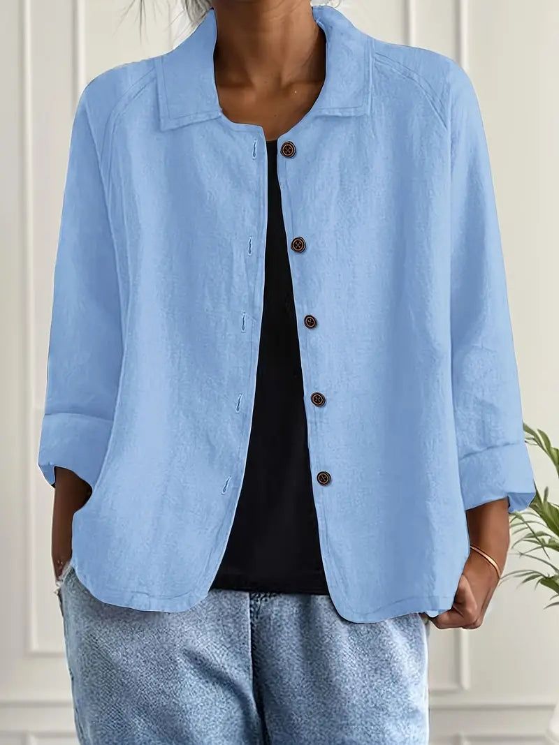 Blouse met knoopsluiting - Lichte damesblazer met kraag-Boutique Moda
