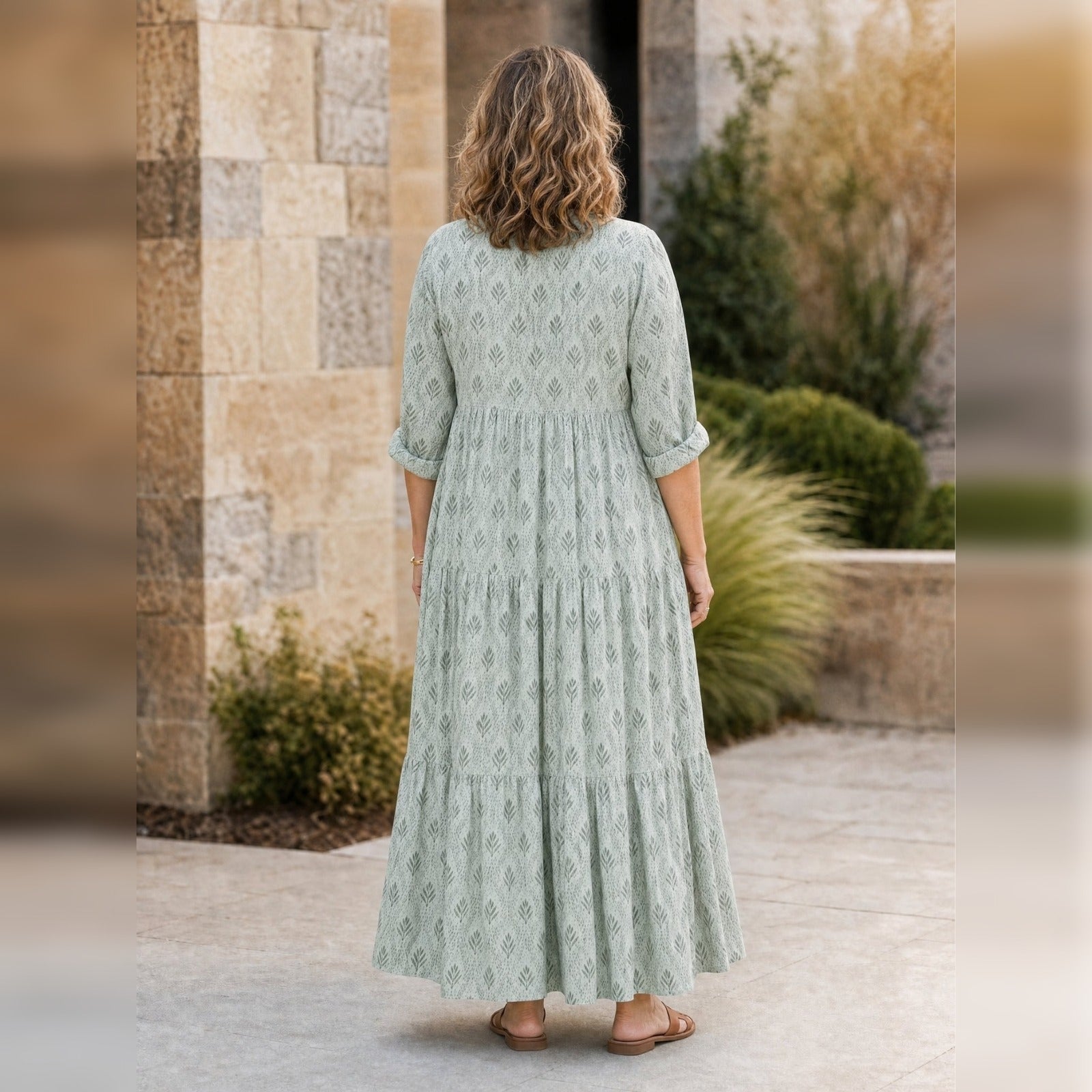 Boho Maxi-jurk Dames – Lange Mouw, V-hals & Print Zomerjurk-Boutique Moda