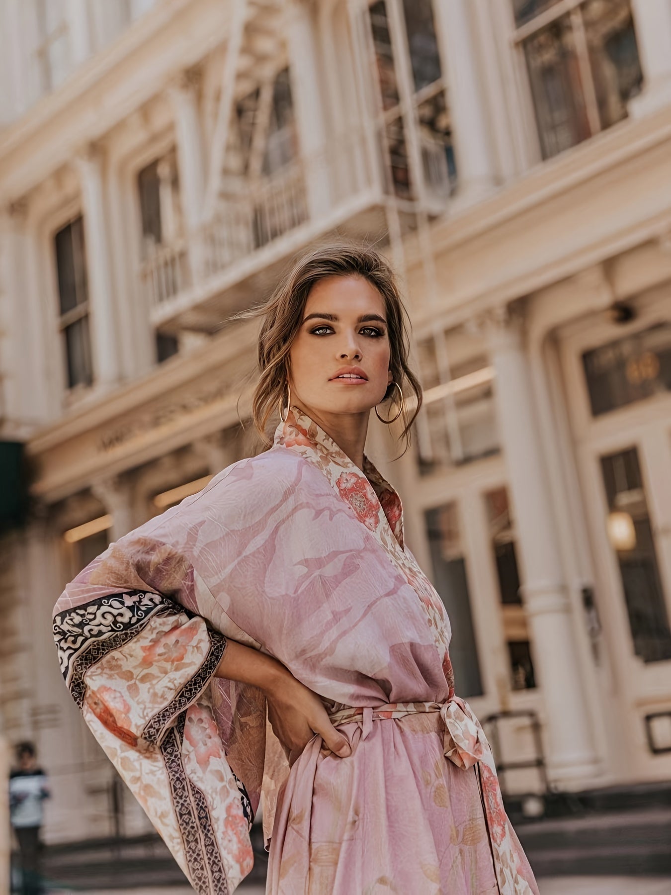 Boho kimono - lange dameskimono strandcover-up met ceintuur-Boutique Moda