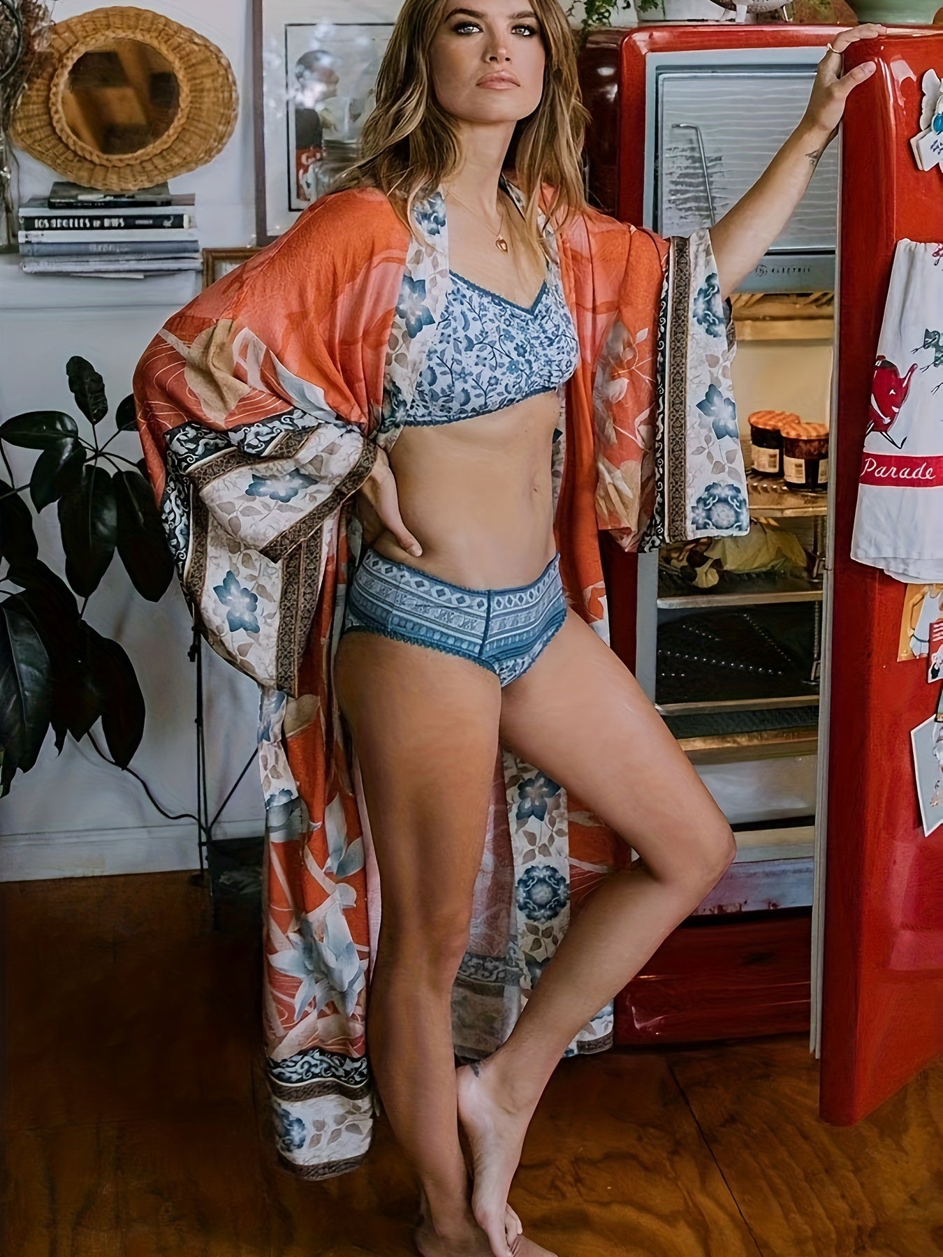 Boho kimono - lange dameskimono strandcover-up met ceintuur-Boutique Moda