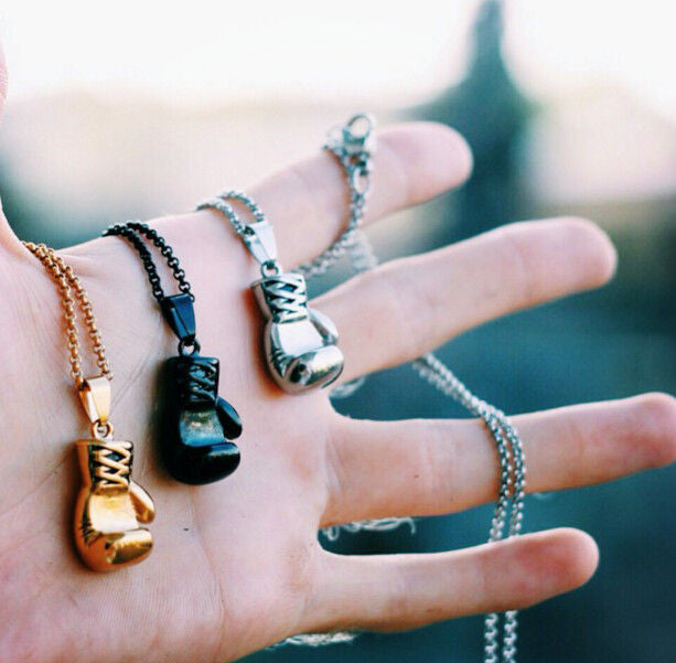 Bokshandschoen ketting | Hanger | Goud, Zilver en Zwart | Kettingen voor mannen | Ketting voor mannen-Boutique Moda