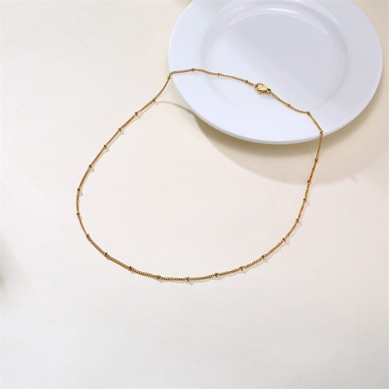 Bolletjesketting | 14k Verguld Goudkleurig | Fijn 44 cm-Boutique Moda