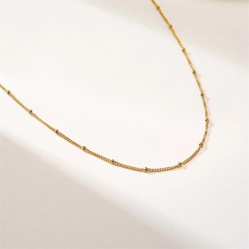 Bolletjesketting | 14k Verguld Goudkleurig | Fijn 44 cm-Boutique Moda