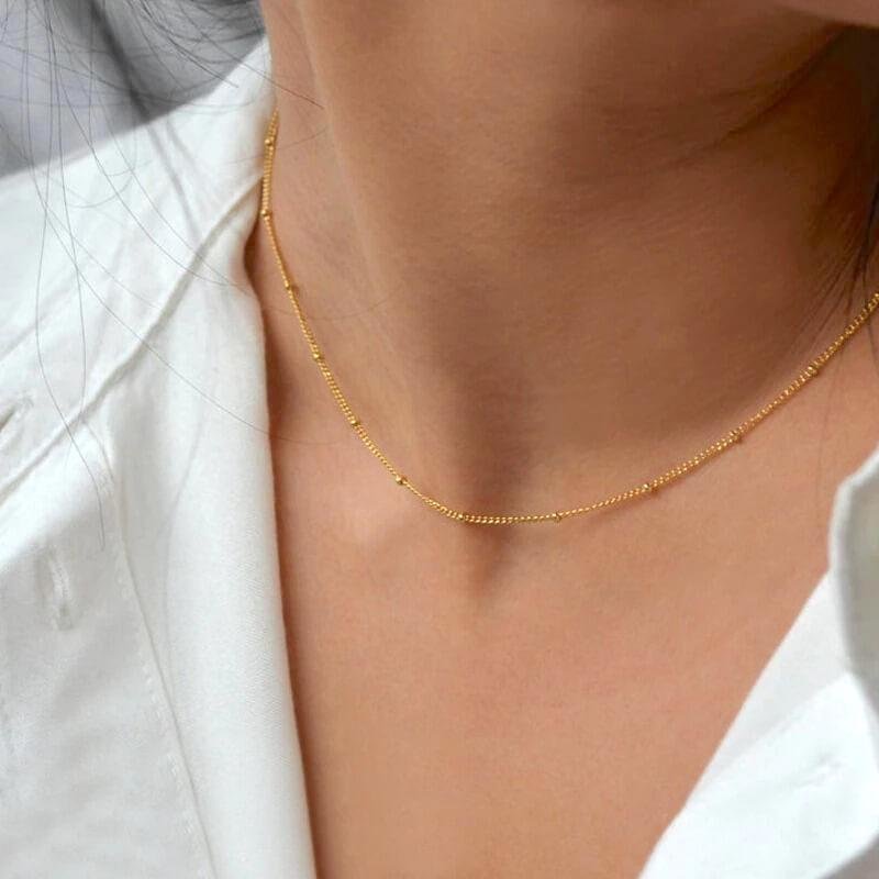 Bolletjesketting | 14k Verguld Goudkleurig | Fijn 44 cm-Boutique Moda