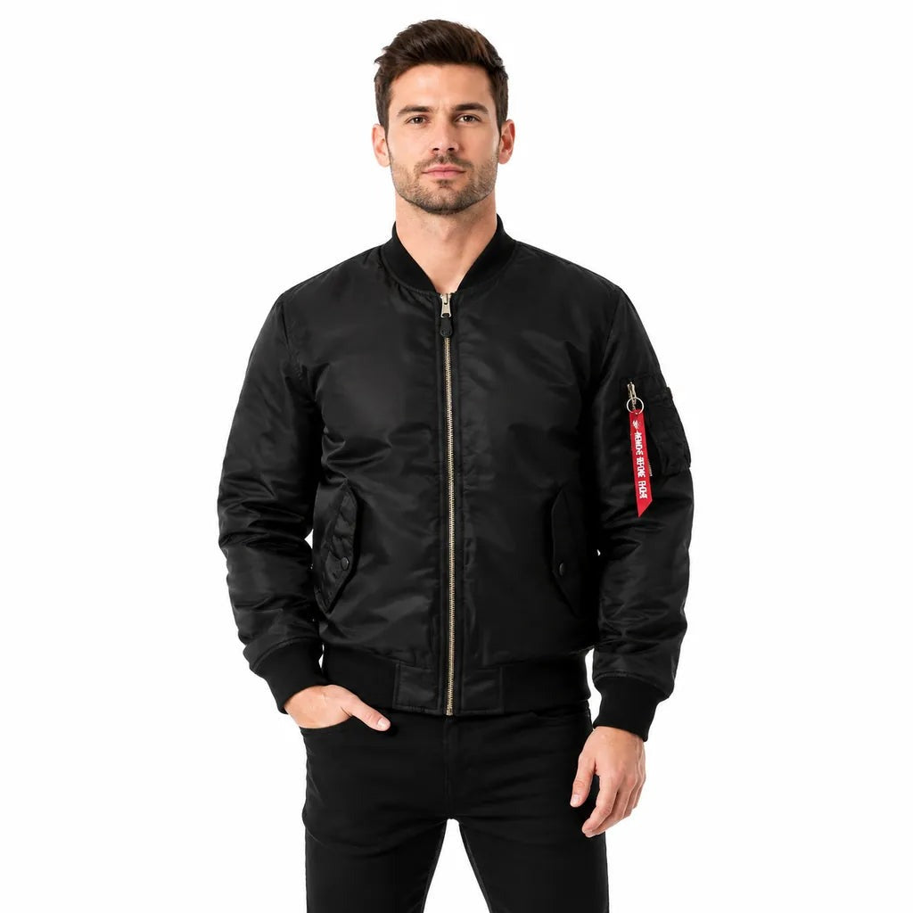 Bomberjack heren zwart met rits en mouwzak - Boutique Moda
