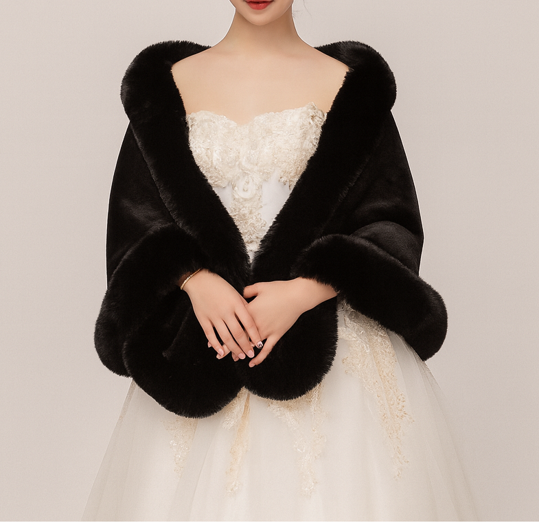 Bontsjaal - Elegante poncho-cape van imitatiebont voor dames voor de winter-Boutique Moda