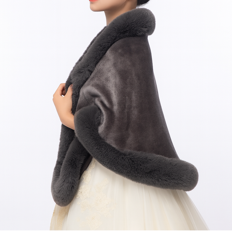 Bontsjaal - Elegante poncho-cape van imitatiebont voor dames voor de winter-Boutique Moda