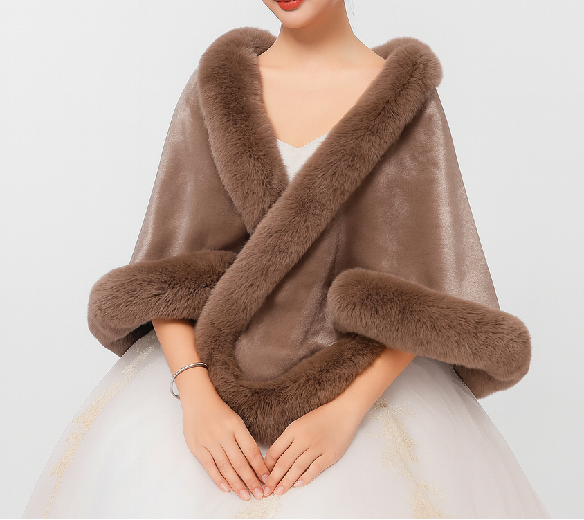 Bontsjaal - Elegante poncho-cape van imitatiebont voor dames voor de winter-Boutique Moda