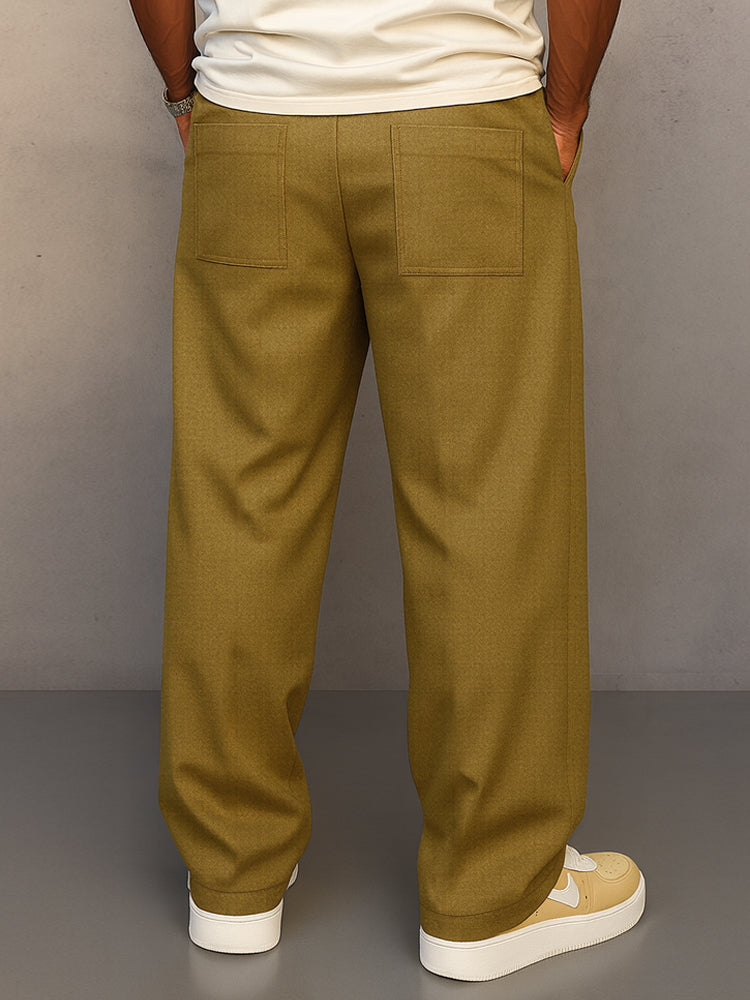 Broek met trekkoord | Losse pasvorm | Met plooien | Recht gesneden broek | Herenbroek-Boutique Moda