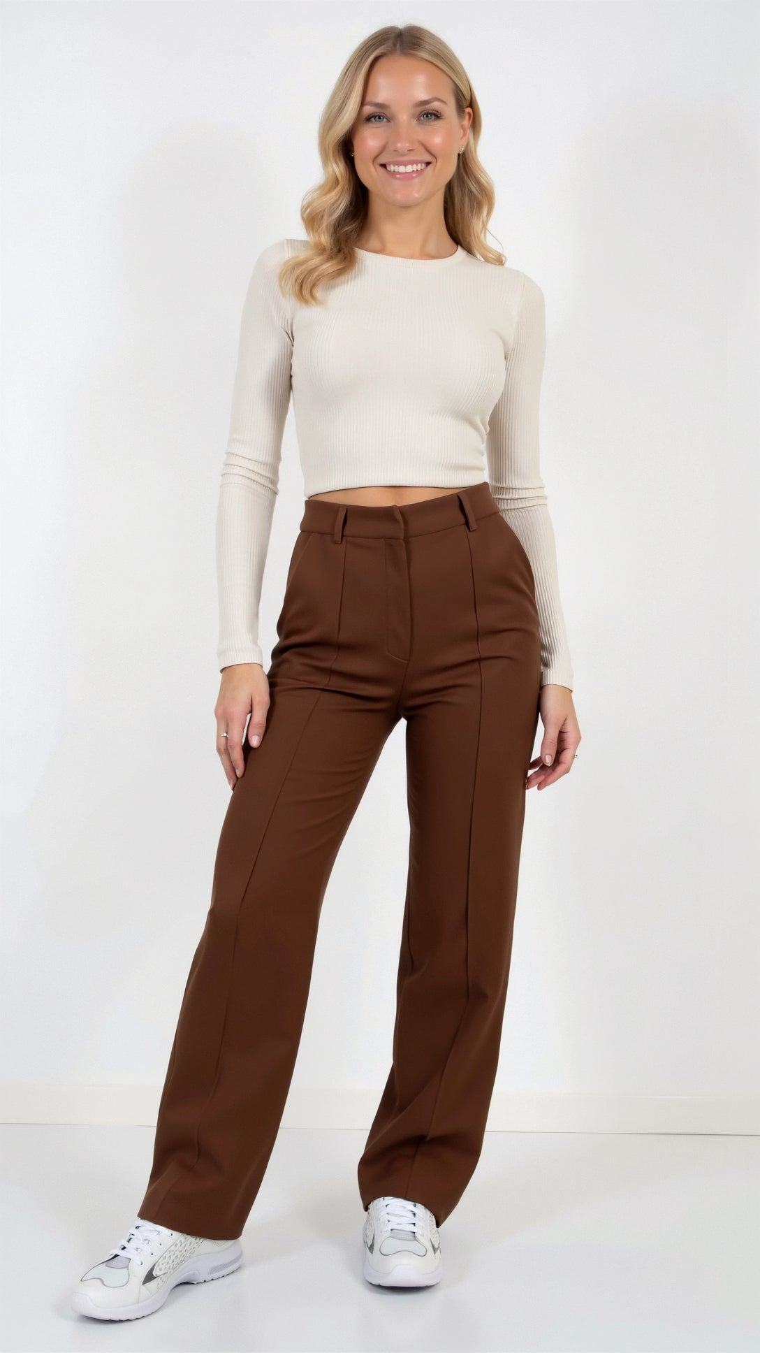 Broek met wijde pijpen | Comfortabel | High Waisted | Broek met wijde pijpen | Broek met wijde pijpen voor vrouwen-Boutique Moda