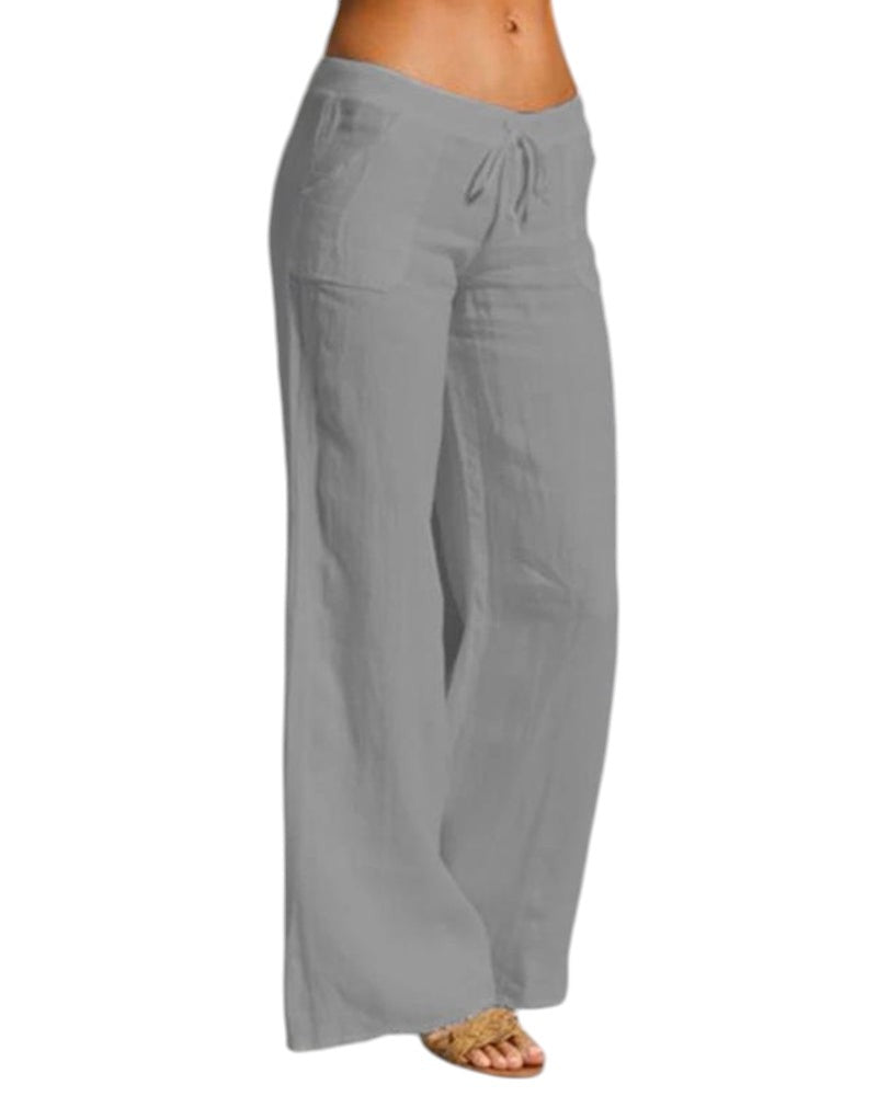 Broek met wijde pijpen - Zomerbroek met trekkoord voor dames-Boutique Moda
