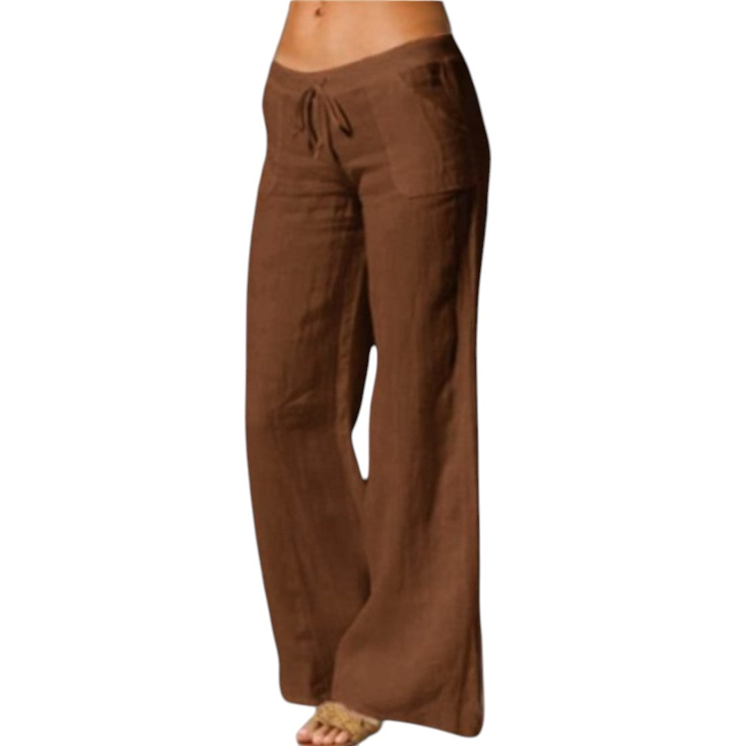 Broek met wijde pijpen - Zomerbroek met trekkoord voor dames-Boutique Moda
