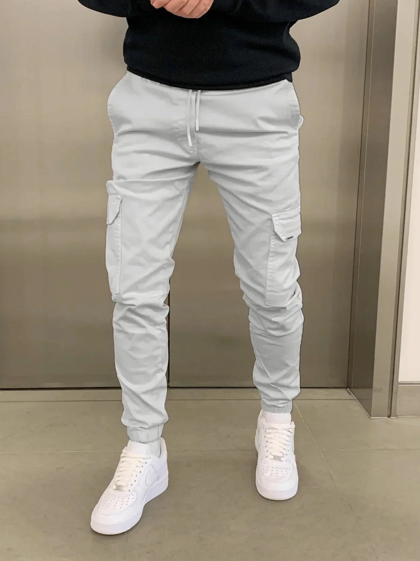 Cargo Broek - Skinny Cargo Broek met koord voor heren-Boutique Moda