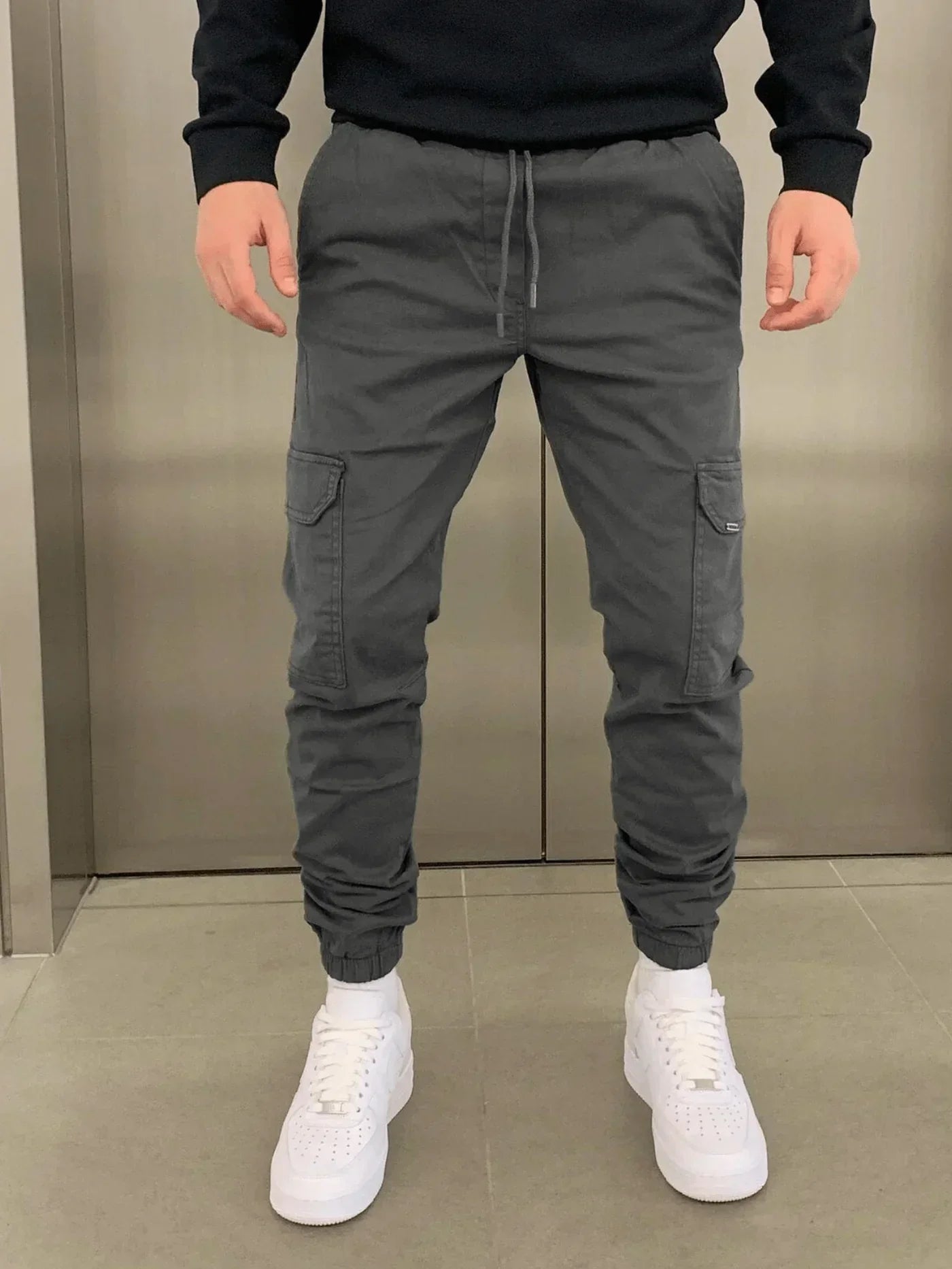 Cargo Broek - Skinny Cargo Broek met koord voor heren-Boutique Moda
