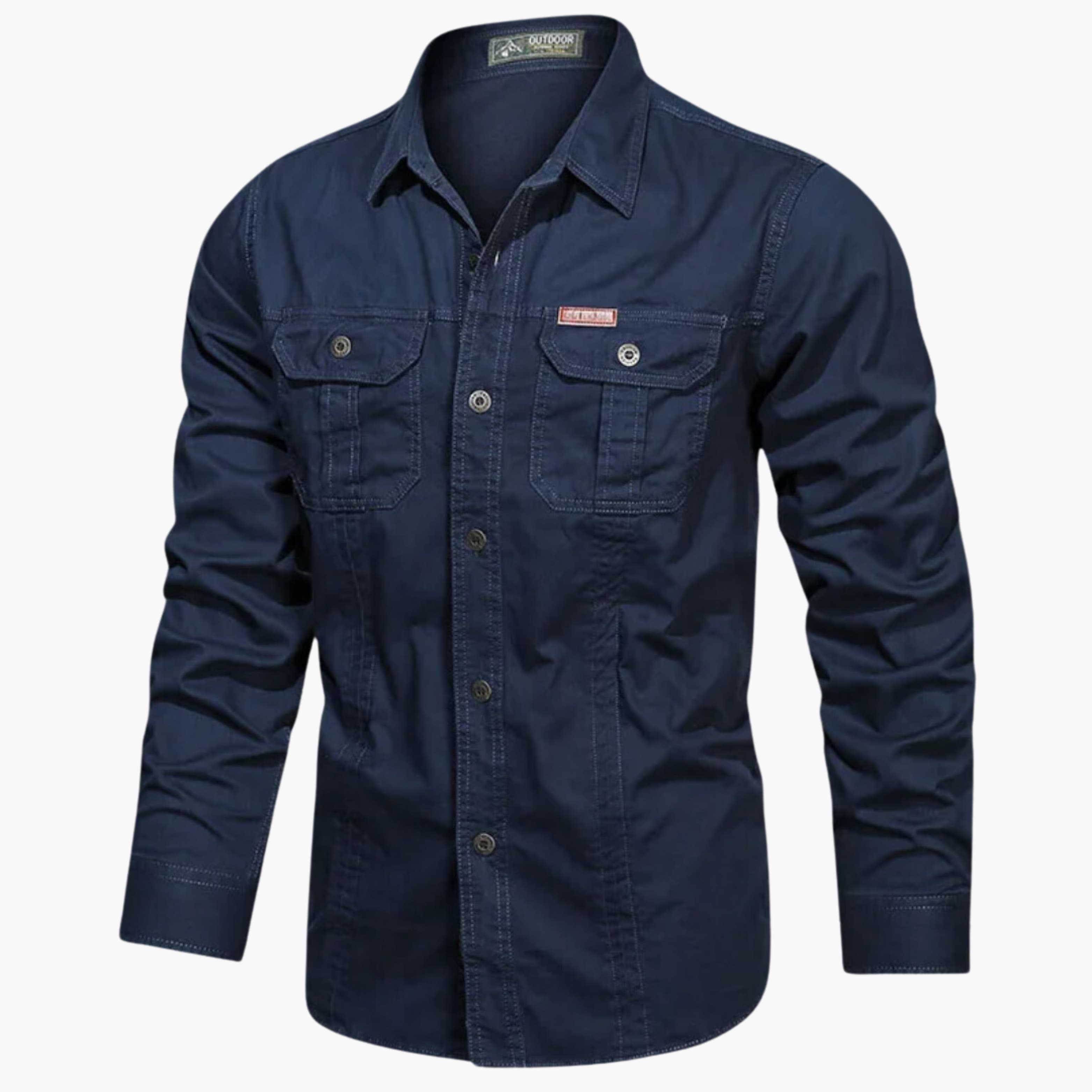 Cargo-shirt | Lange mouwen | Kraag | Overhemd met knopen | Herenoverhemd-Boutique Moda
