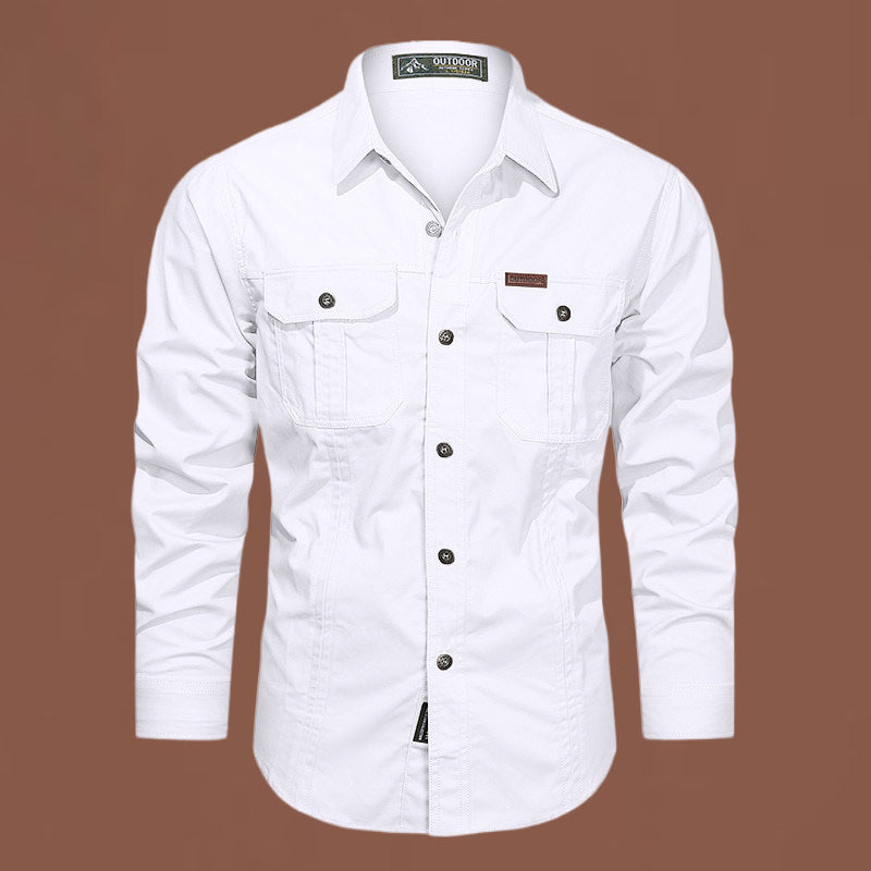 Cargo-shirt | Lange mouwen | Kraag | Overhemd met knopen | Herenoverhemd-Boutique Moda