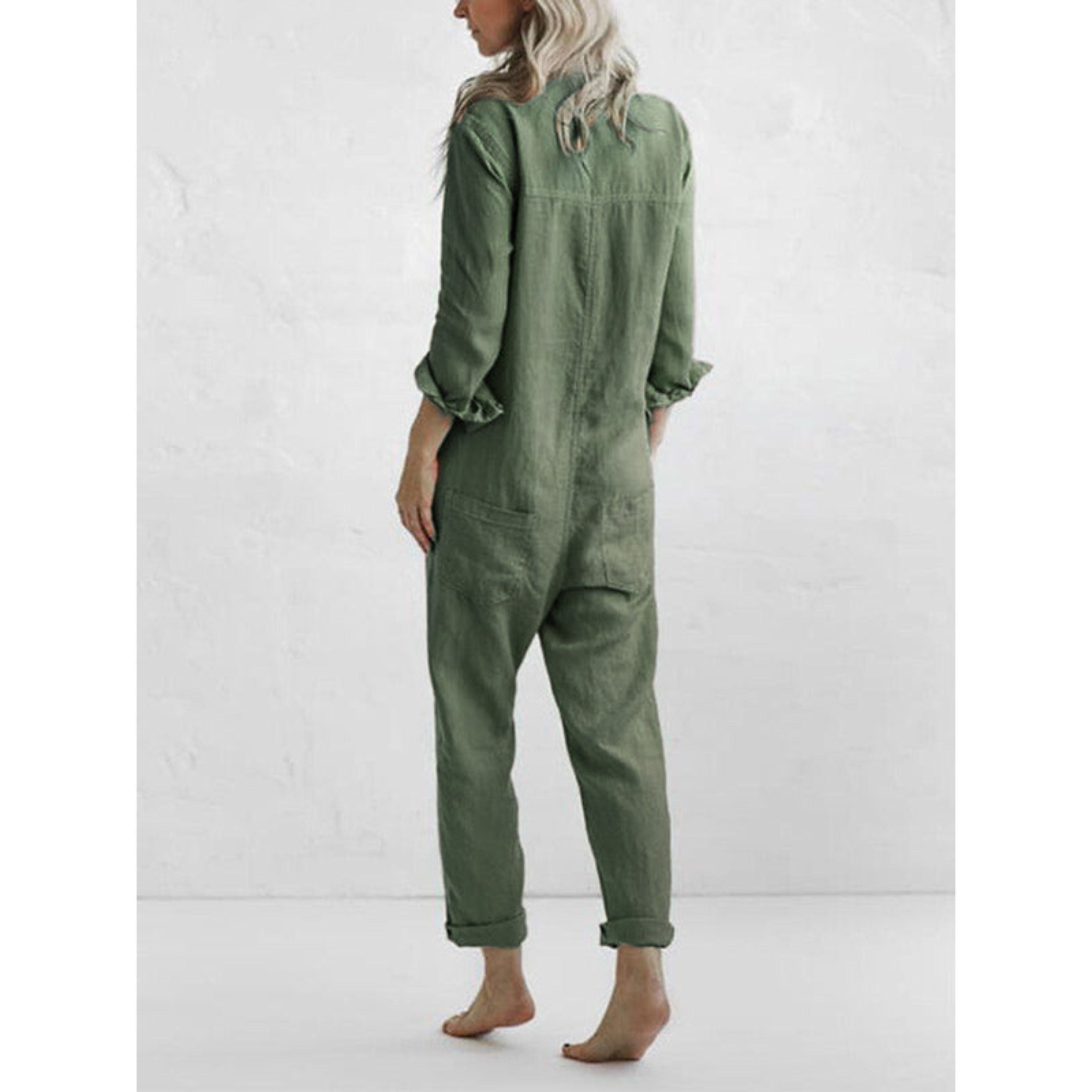 Casual Jumpsuit - Lange Mouw - Button-Up - Boilersuit - Dames Jumpsuit-Boutique Moda