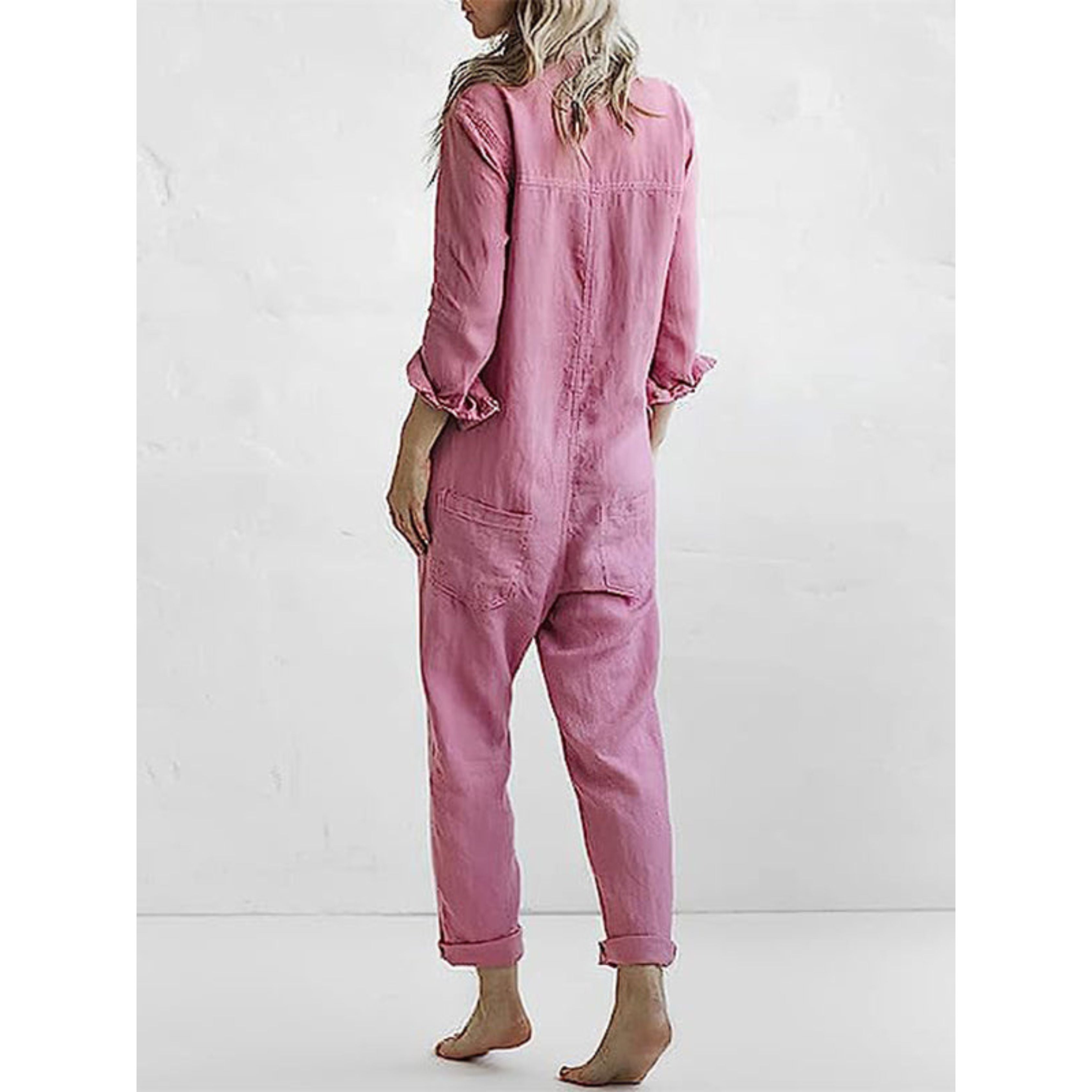 Casual Jumpsuit - Lange Mouw - Button-Up - Boilersuit - Dames Jumpsuit-Boutique Moda