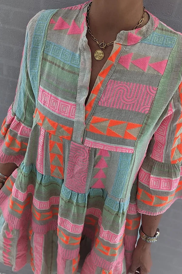 Casual Jurk - Dames Loose Fit Knielange Jurk met Lange Mouwen-Boutique Moda