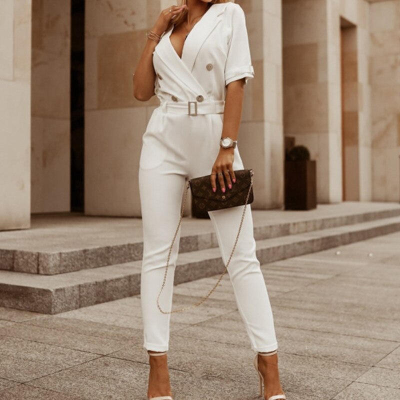 Celine Jumpsuit | Vrouwen jumpsuit met riem in blazer stijl-Boutique Moda
