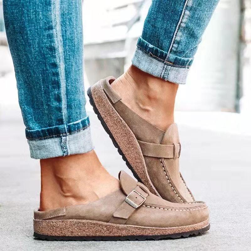 Clogs - Damesschoenen Retro Suède Slip-On Mule-Boutique Moda