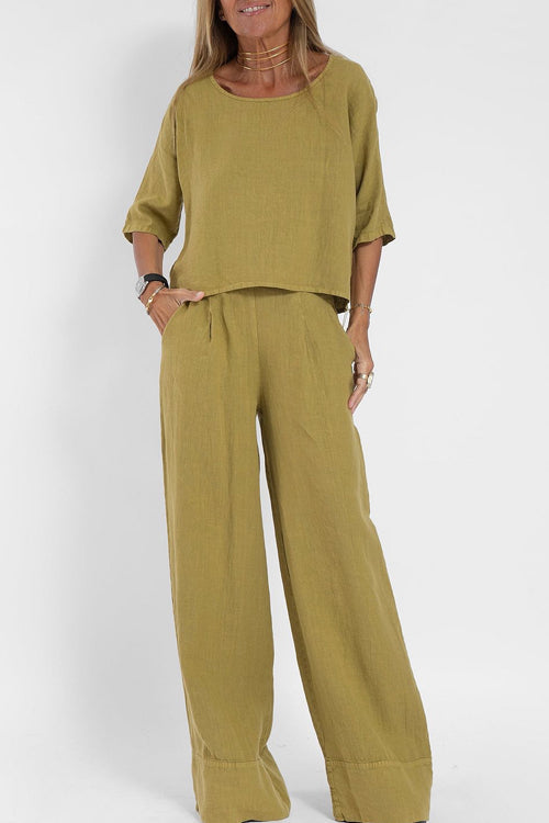 Co-Ord Set - Vrouwenset met oversized top en wijde broek voor de zomer-Boutique Moda