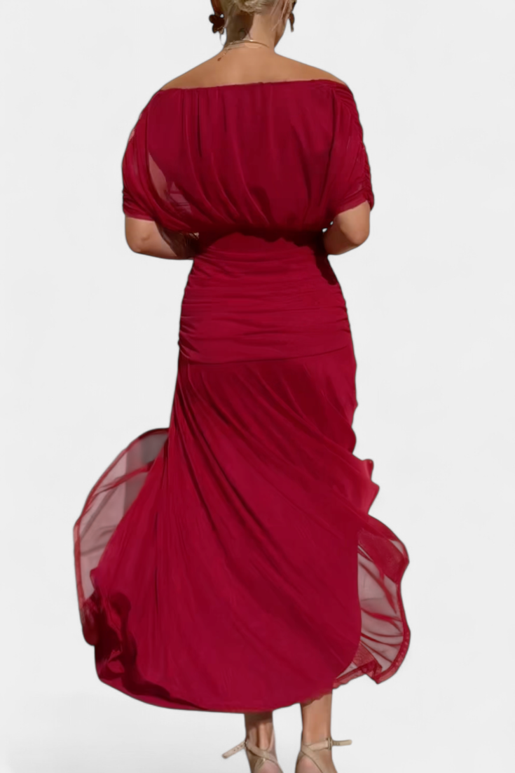 Cocktailjurk - Elegant - Soepel vallend - Off-shoulder jurk - Maxi-jurk-Boutique Moda