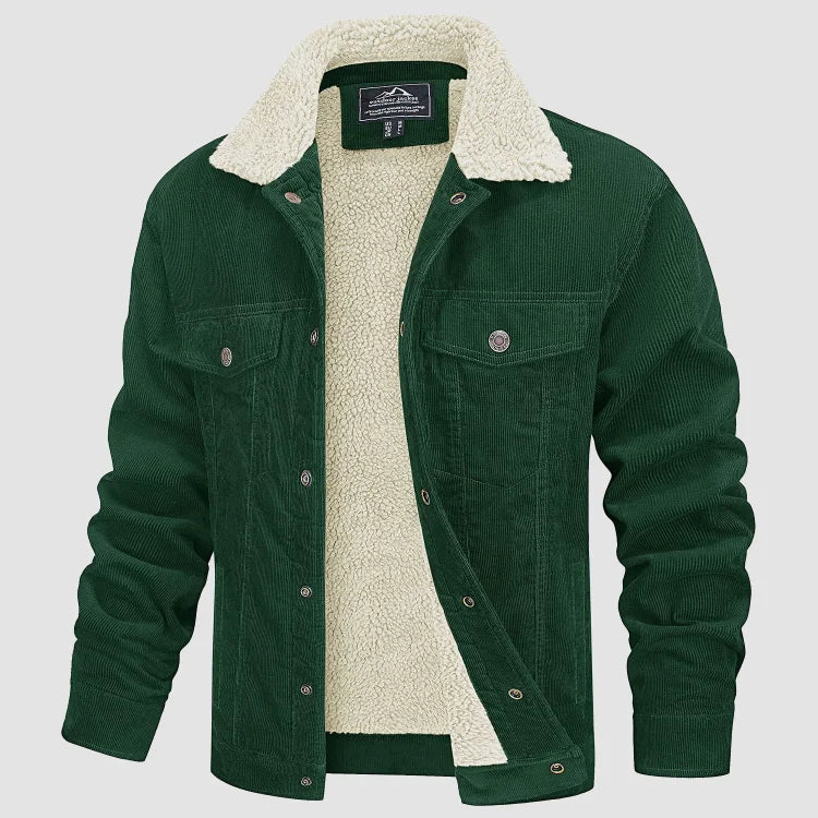 Corduroy Jas | Met fleece gevoerd | Met knopen | Met sherpa gevoerde jas | Winterjas voor heren-Boutique Moda