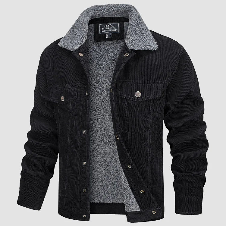 Corduroy Jas | Met fleece gevoerd | Met knopen | Met sherpa gevoerde jas | Winterjas voor heren-Boutique Moda