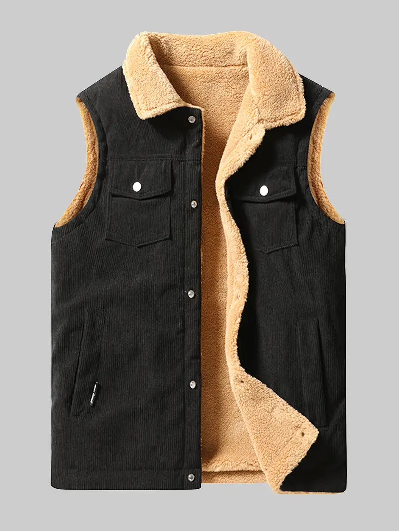 Corduroy Vest - Casual herenkleding Sherpa fleece gevoerd vest voor de herfst-Boutique Moda