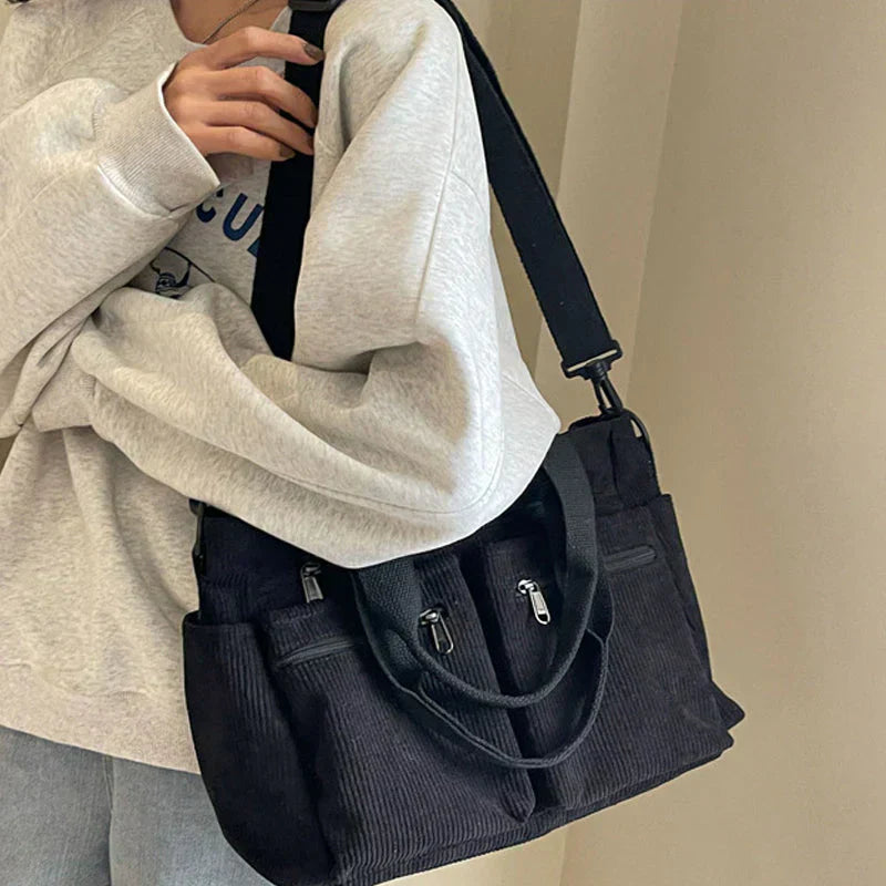 Corduroy tas - Dames schoudertas met meerdere vakken-Boutique Moda
