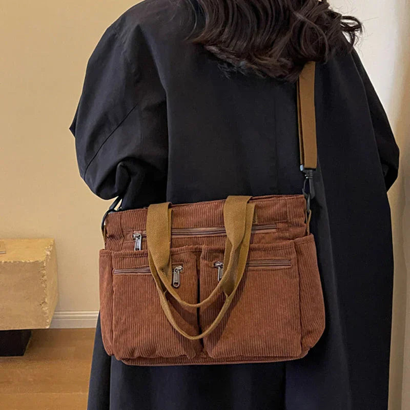 Corduroy tas - Dames schoudertas met meerdere vakken-Boutique Moda