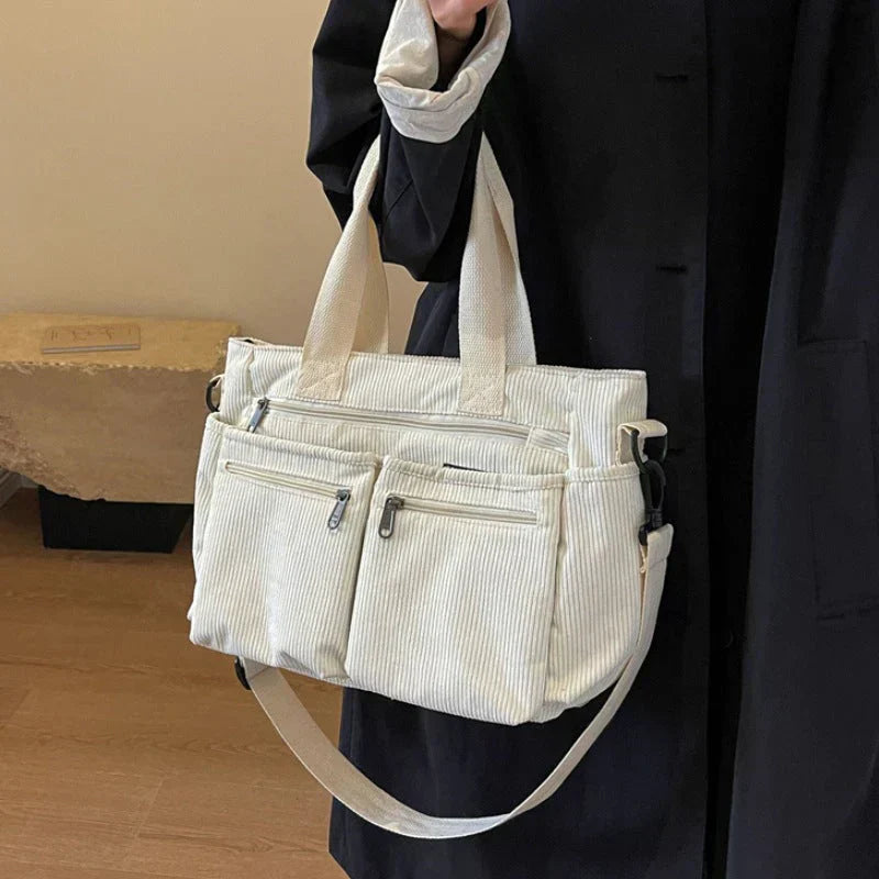 Corduroy tas - Dames schoudertas met meerdere vakken-Boutique Moda