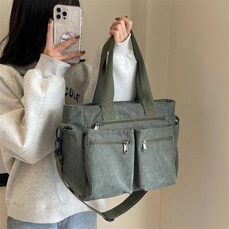Corduroy tas - Dames schoudertas met meerdere vakken-Boutique Moda