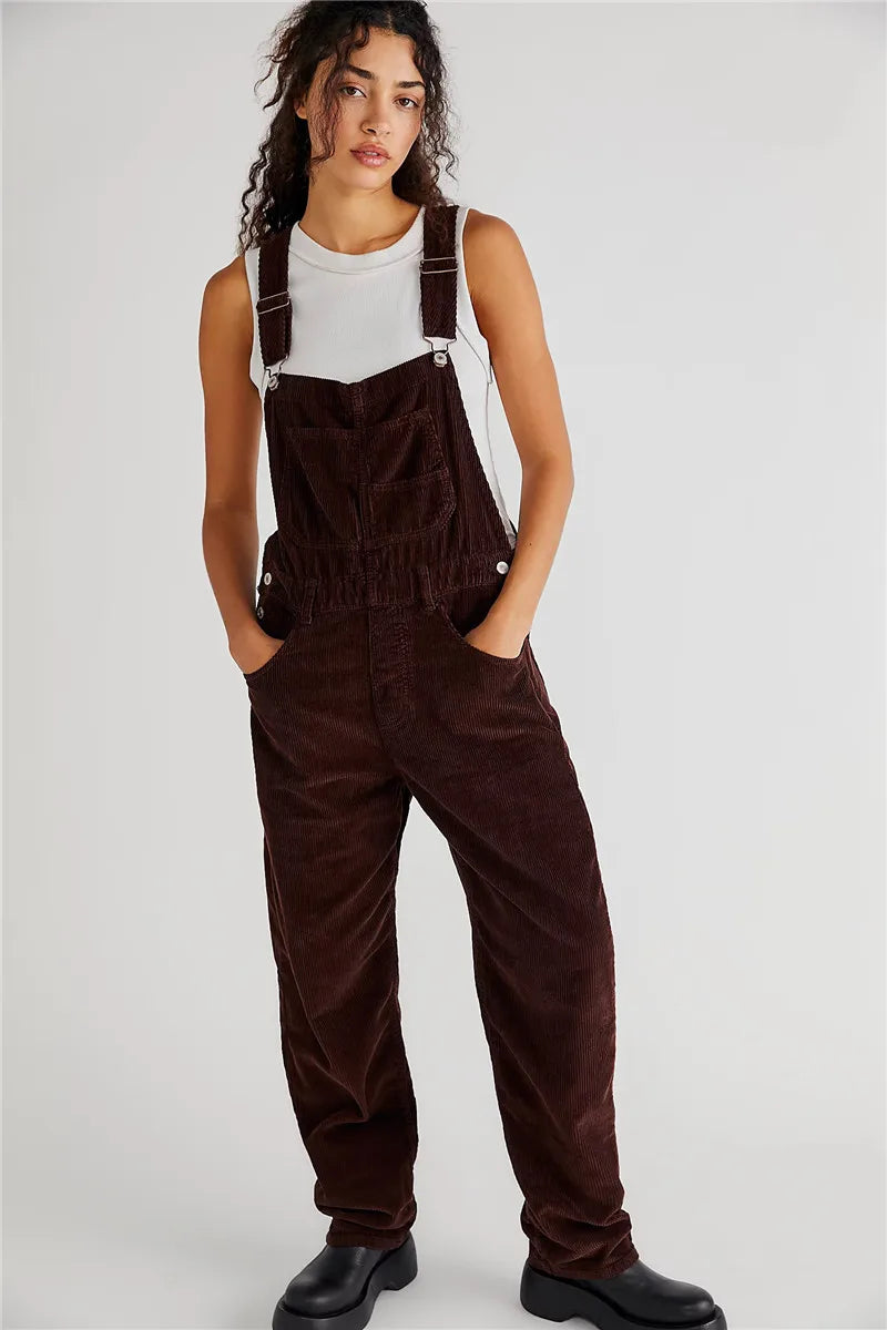 Corduroy tuinbroek | Mouwloos | Jumpsuit | Koord Overalls | Dameskleding-Boutique Moda