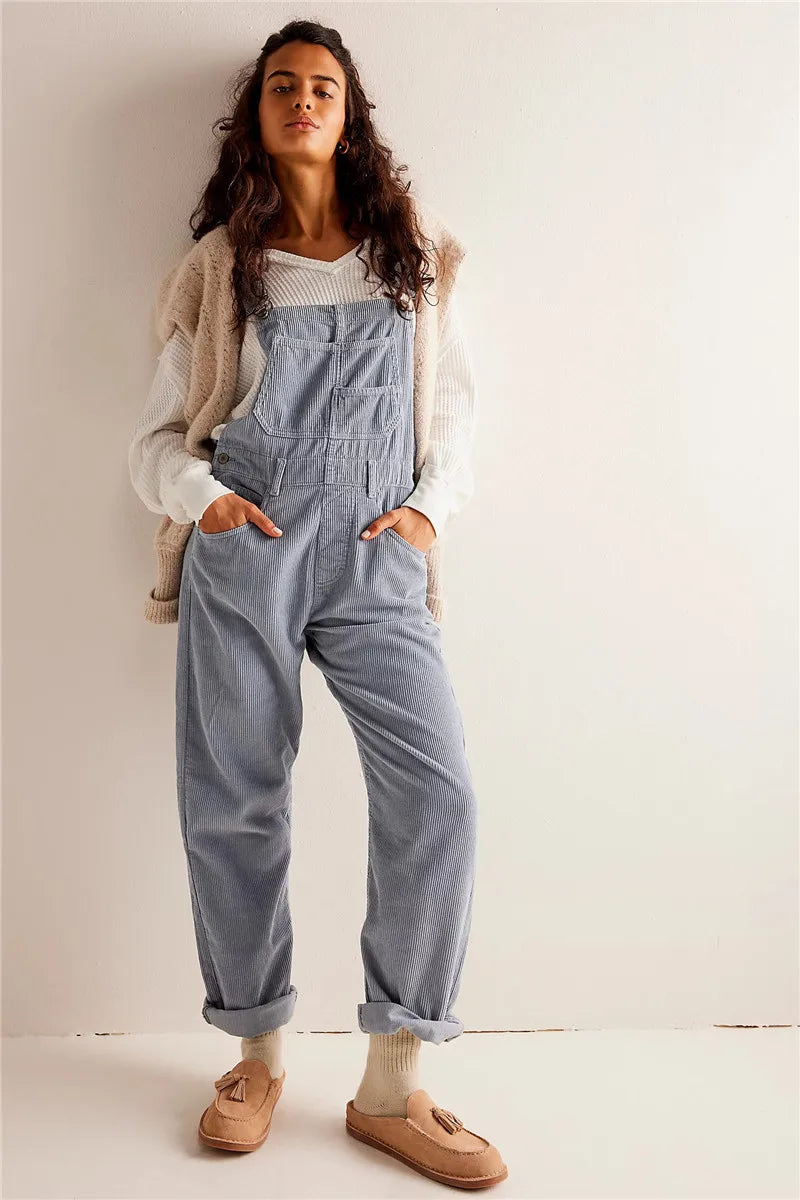 Corduroy tuinbroek | Mouwloos | Jumpsuit | Koord Overalls | Dameskleding-Boutique Moda