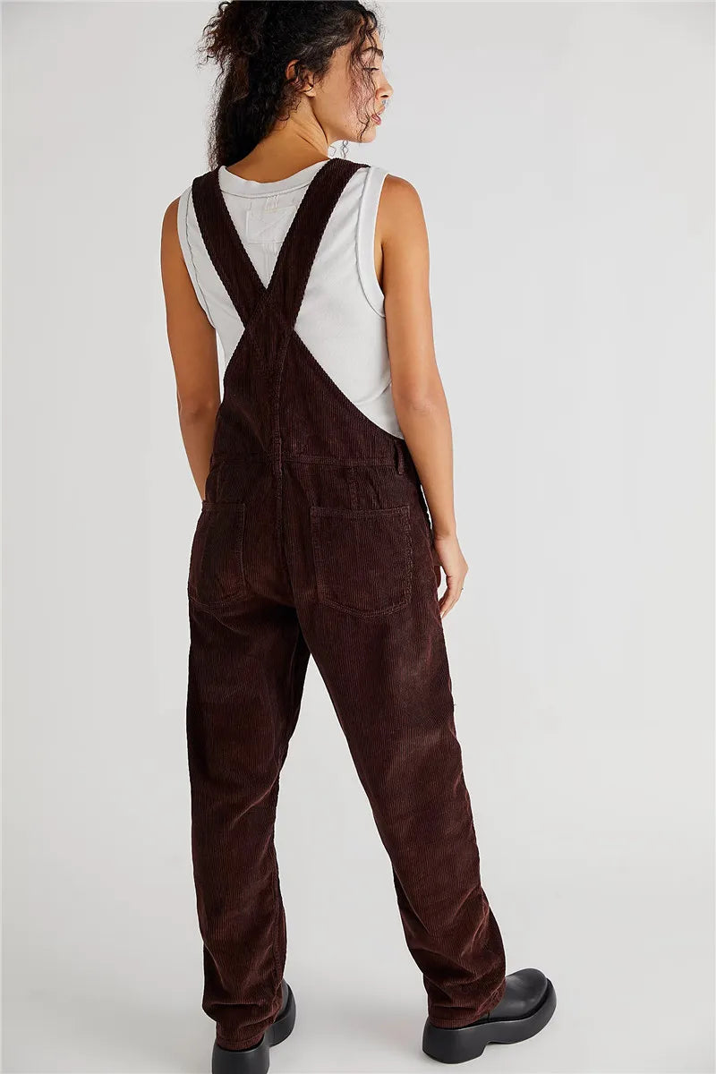 Corduroy tuinbroek | Mouwloos | Jumpsuit | Koord Overalls | Dameskleding-Boutique Moda