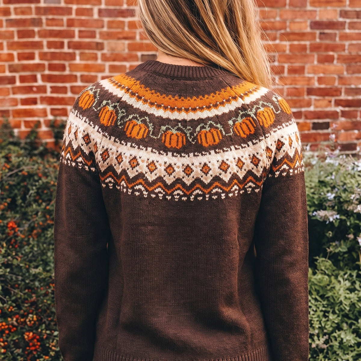 Damestrui met Halloween - Bruin - Gebreid - Pompoen Trui - Halloween Trui-Boutique Moda