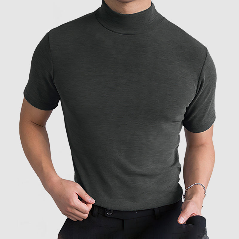Daan | Stretch Katoenen Heren T-shirt | Opstaande Col-Boutique Moda