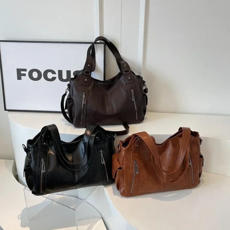 Dakota | Vegan Leren Schoudertas | Ruime Hobo Handtas-Boutique Moda