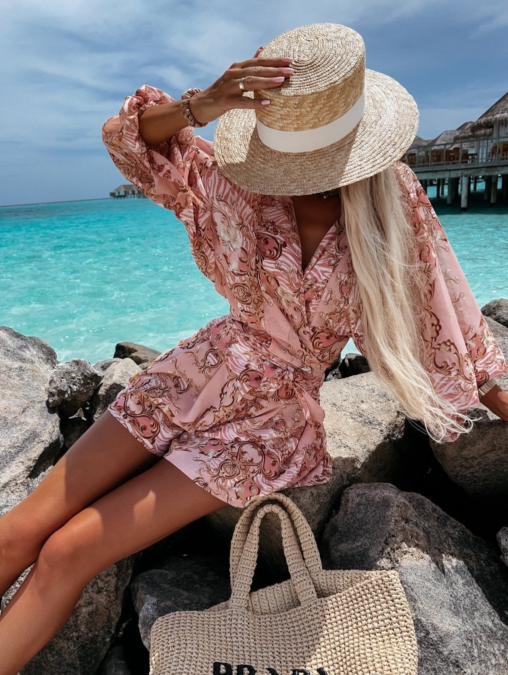 Dames Tweedelige Set - Wikkelblouse en Mini Shorts Zomerset-Boutique Moda