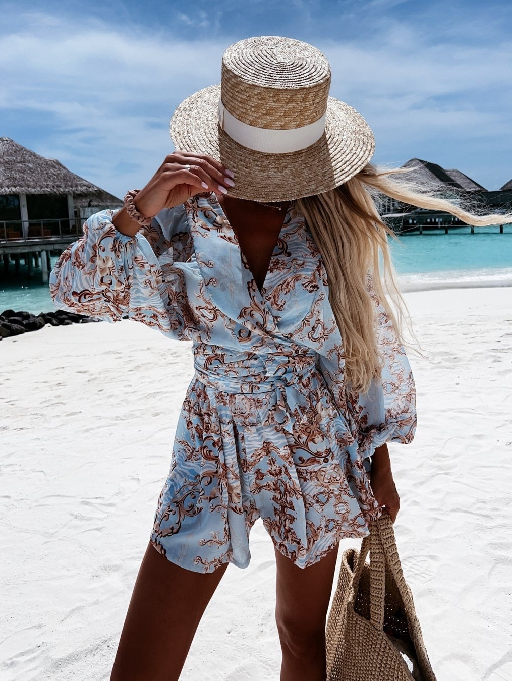 Dames Tweedelige Set - Wikkelblouse en Mini Shorts Zomerset-Boutique Moda
