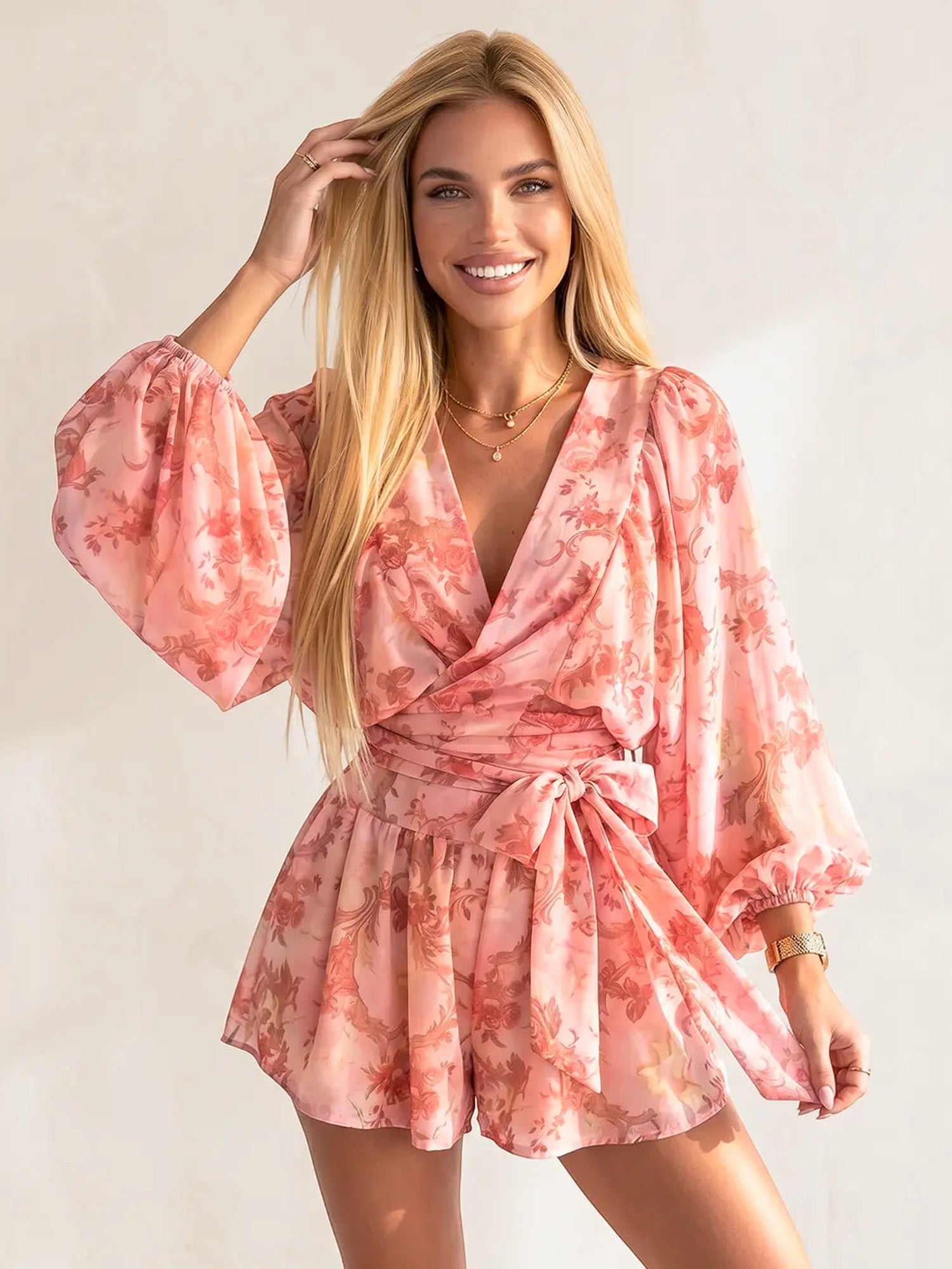 Dames Tweedelige Set - Wikkelblouse en Mini Shorts Zomerset-Boutique Moda