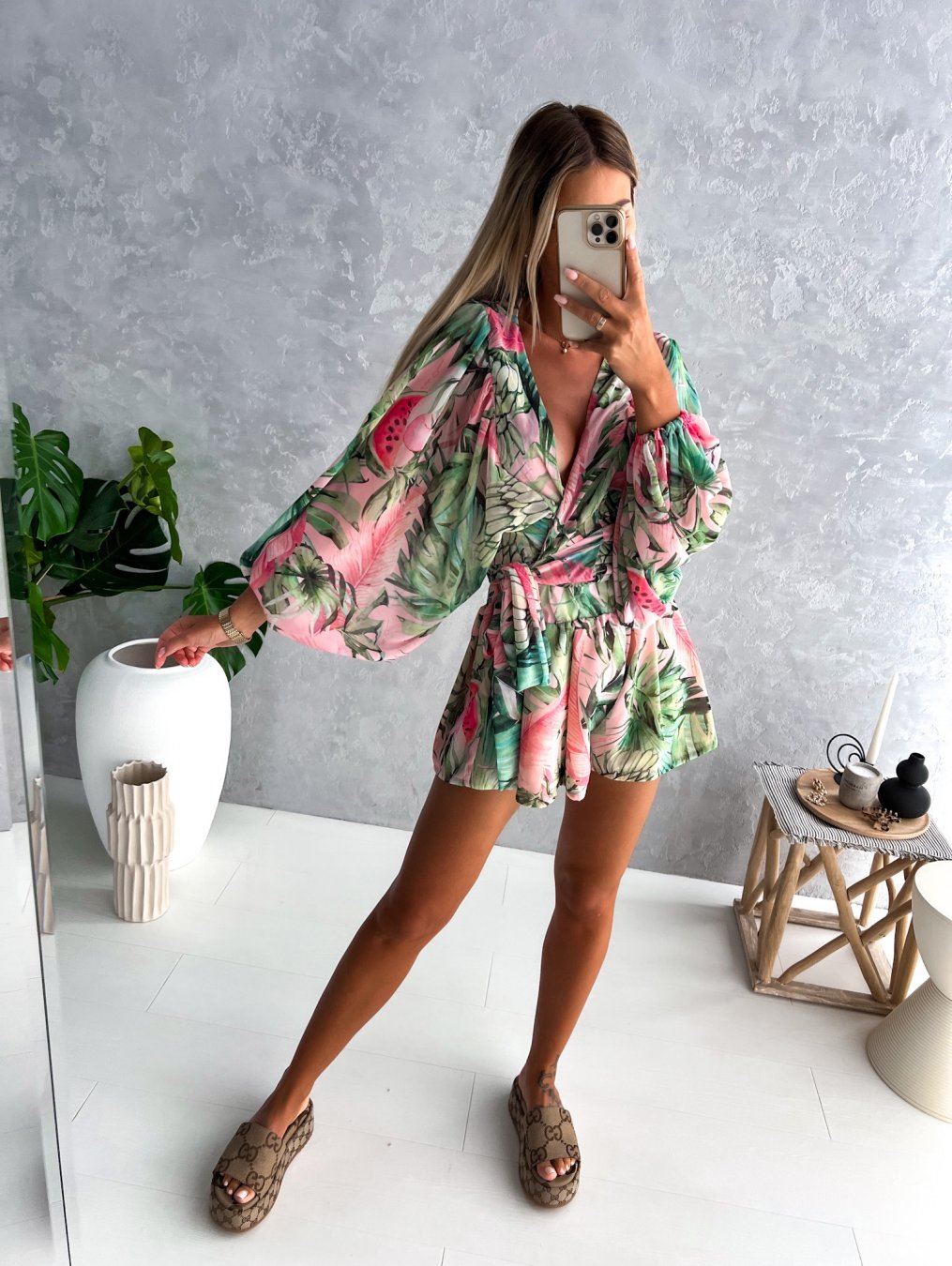 Dames Tweedelige Set - Wikkelblouse en Mini Shorts Zomerset-Boutique Moda