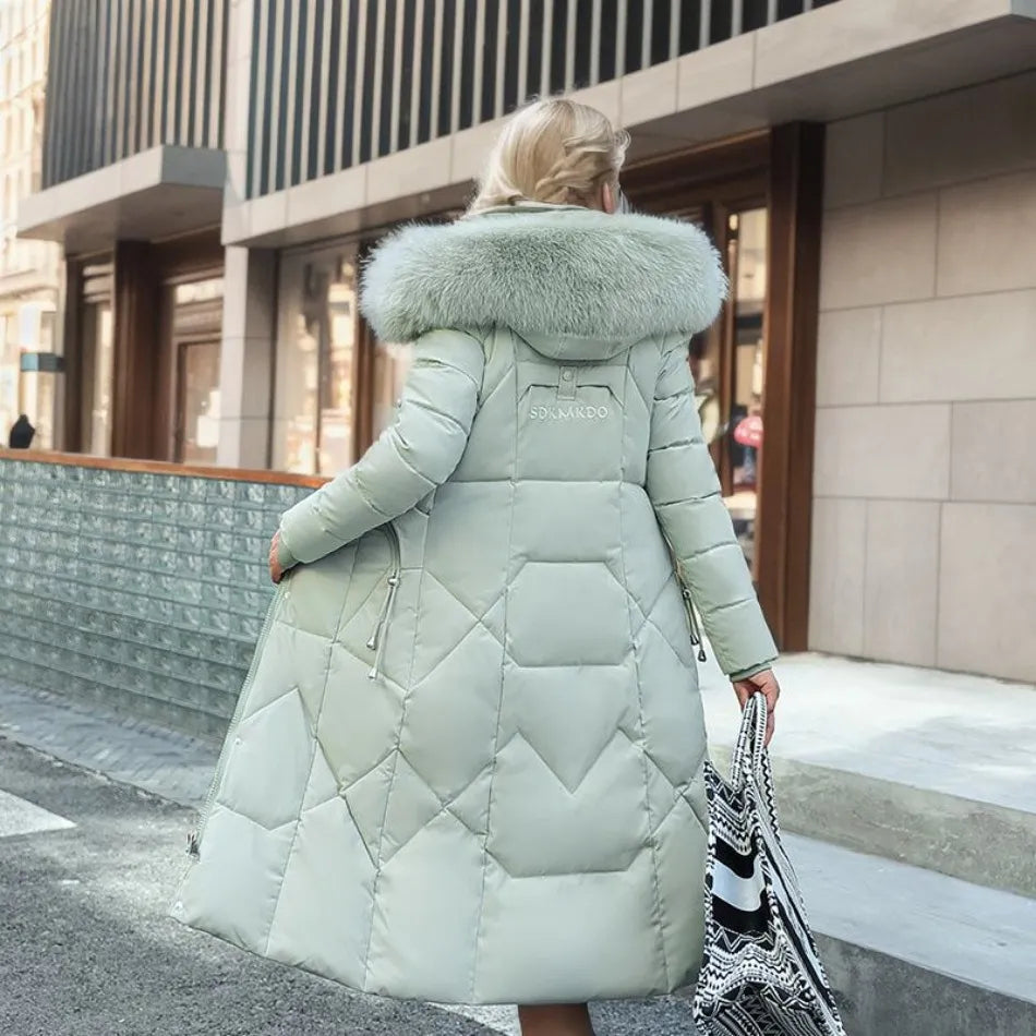Dames lang pufferjack - Bontkraag - Gewatteerd - Winterjas - Dames lange overjas-Boutique Moda