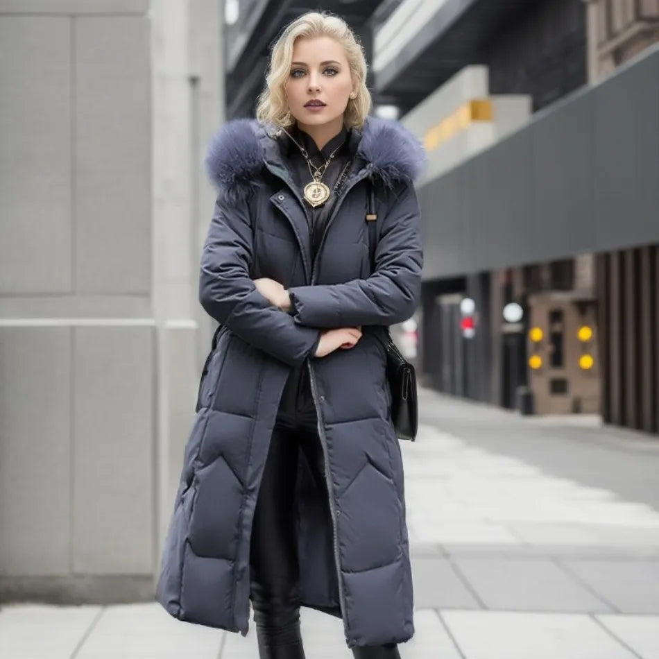 Dames lang pufferjack - Bontkraag - Gewatteerd - Winterjas - Dames lange overjas-Boutique Moda