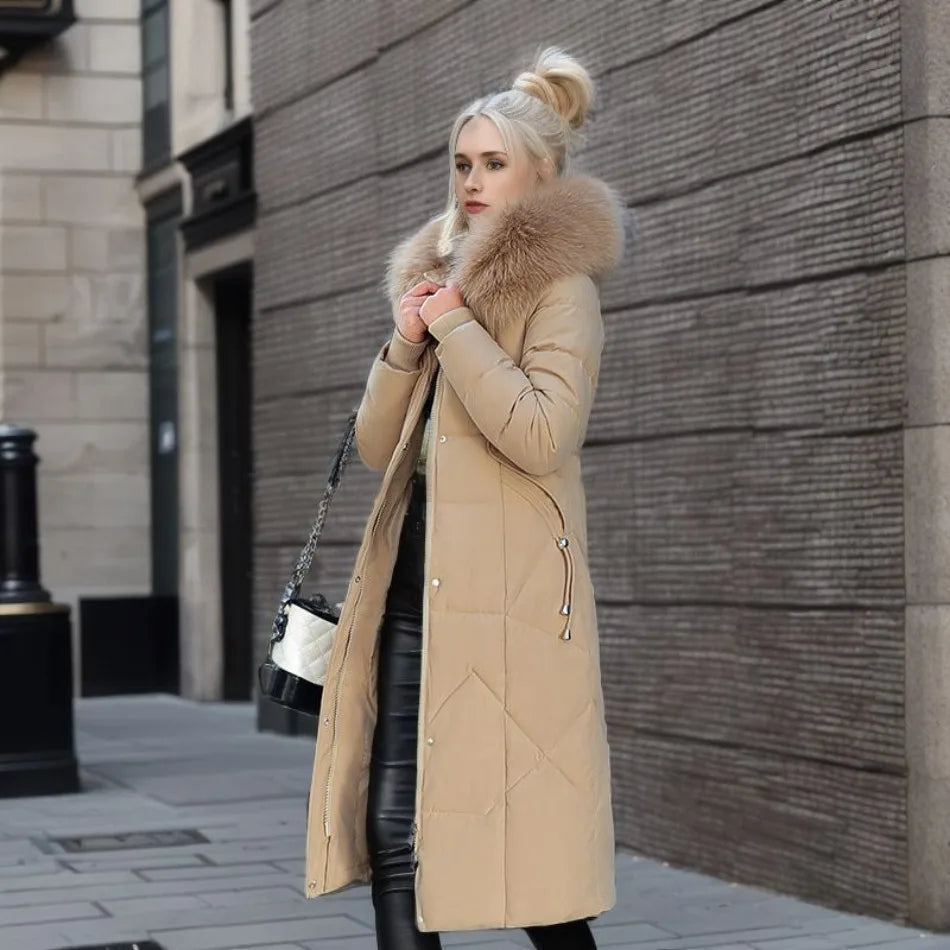Dames lang pufferjack - Bontkraag - Gewatteerd - Winterjas - Dames lange overjas-Boutique Moda