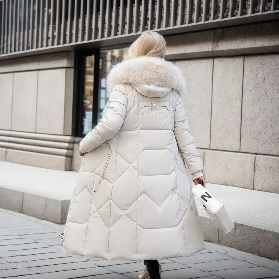 Dames lang pufferjack - Bontkraag - Gewatteerd - Winterjas - Dames lange overjas-Boutique Moda
